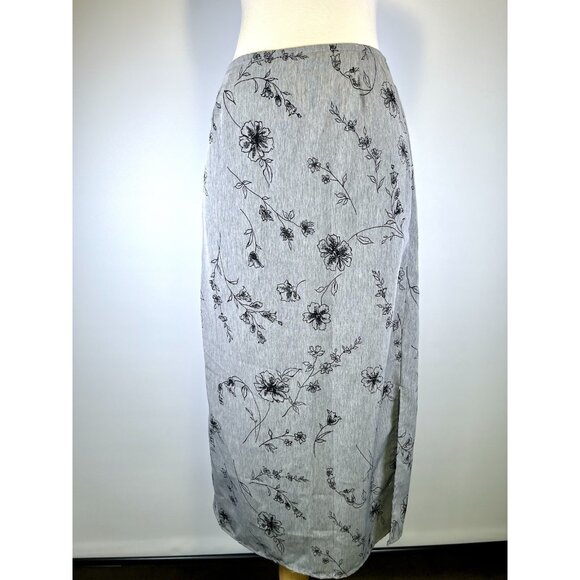Vintage Y2K Jaclyn Smith Grey Floral Slip Witchy Midi Skirt Small Whimsigoth - Picture 1 of 7